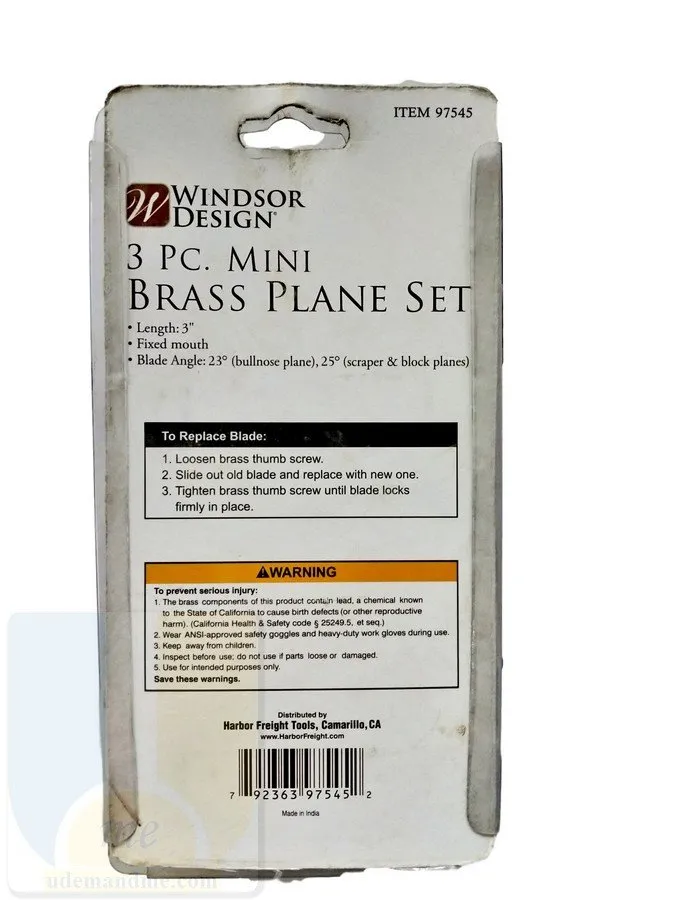 Rolson 56403 Mini Brass Plane Kit - 3 Piece Woodworking Tool Set With Storage Pouch
