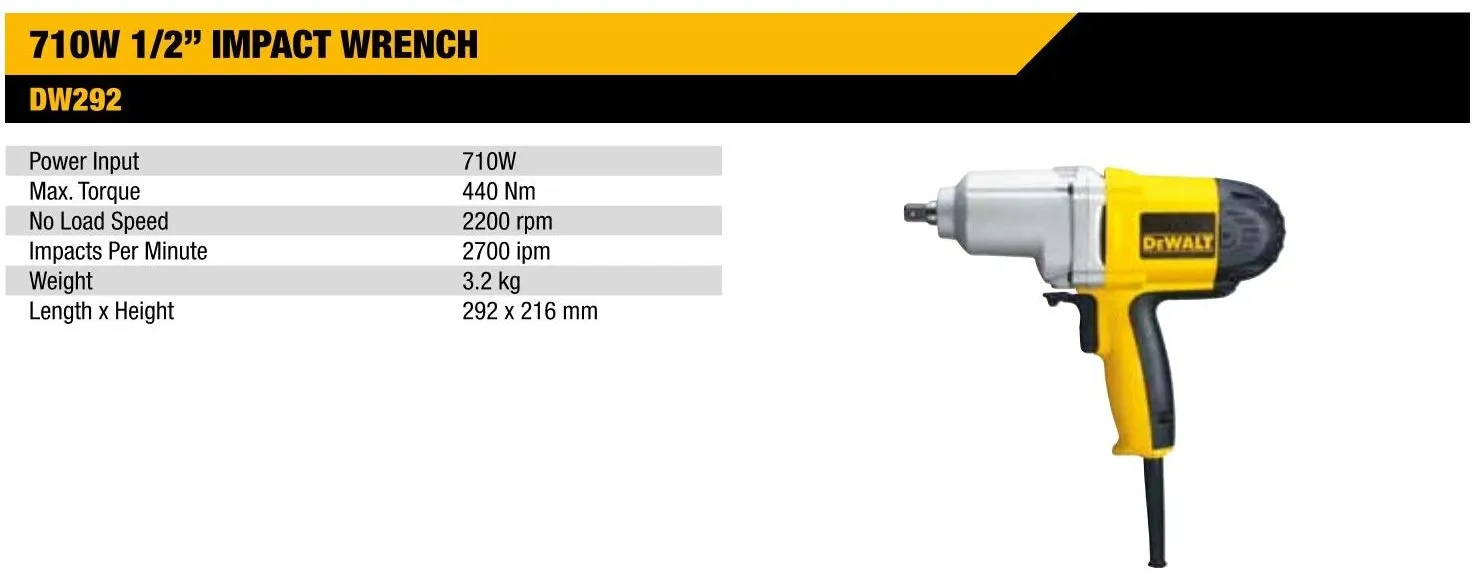 Buy DW292GB IMPACT WRENCH 13MM,670W IMPACT WRENCH SUPPLY 220