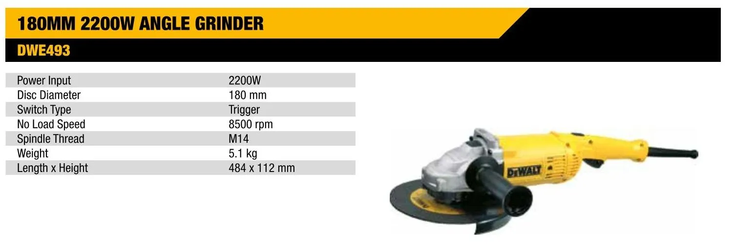 Buy DWE493 B5 180MM 2200W LARGE ANGLE GRINDER WITH LOCK ON SWITCH buy-dwe493-b5-180mm-2200w-large-angle-grinder-with-lock-on-switch