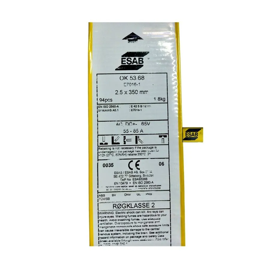 Buy OK 53.68 2.5X350 MM ESAB E70161 ELECTRODE (94 PCS. APPROX. 1.8 KGS.) VACPAC
